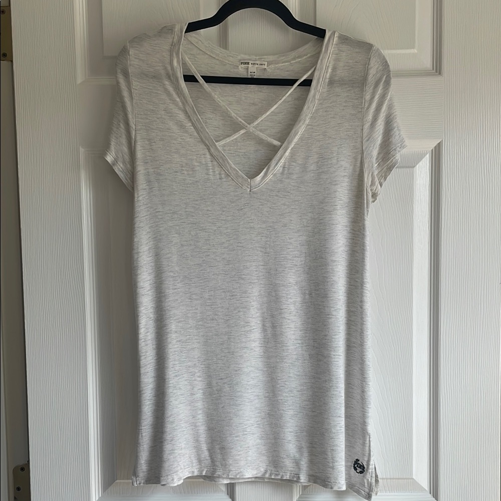 PINK Victoria's Secret Light Gray V-Neck Tee